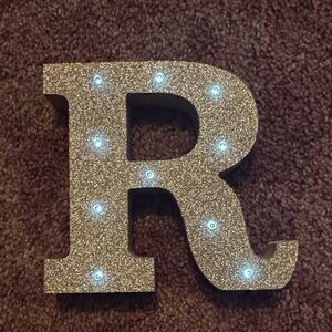 Glittery Light-Up Letter R Decor